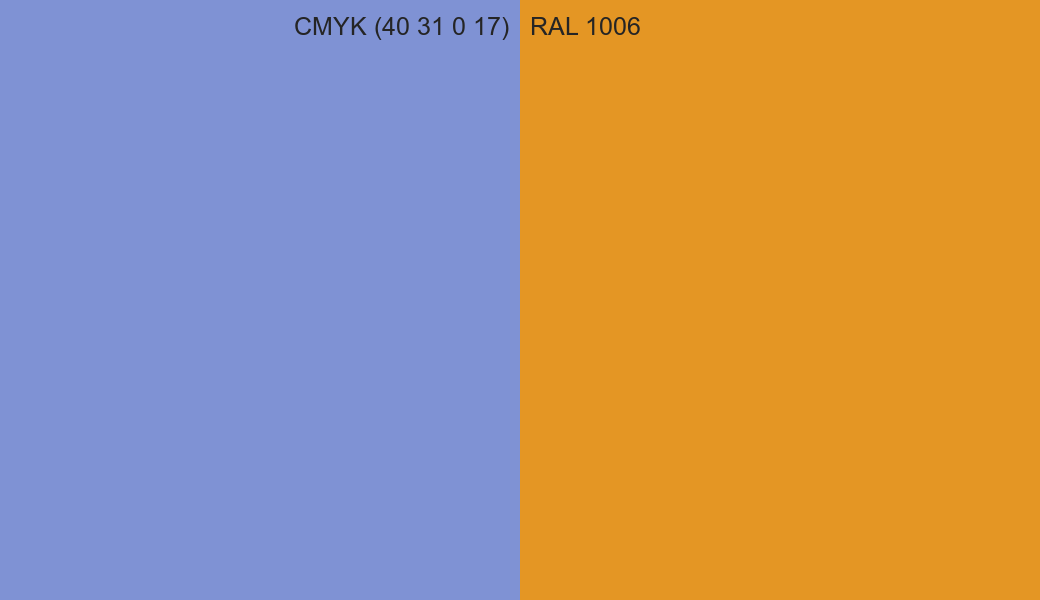 CMYK Color CMYK (40 31 0 17) vs RAL 1006 side by side comparison CMYK Color CMYK (40 31 0 17) vs RAL 1006 side by side comparison