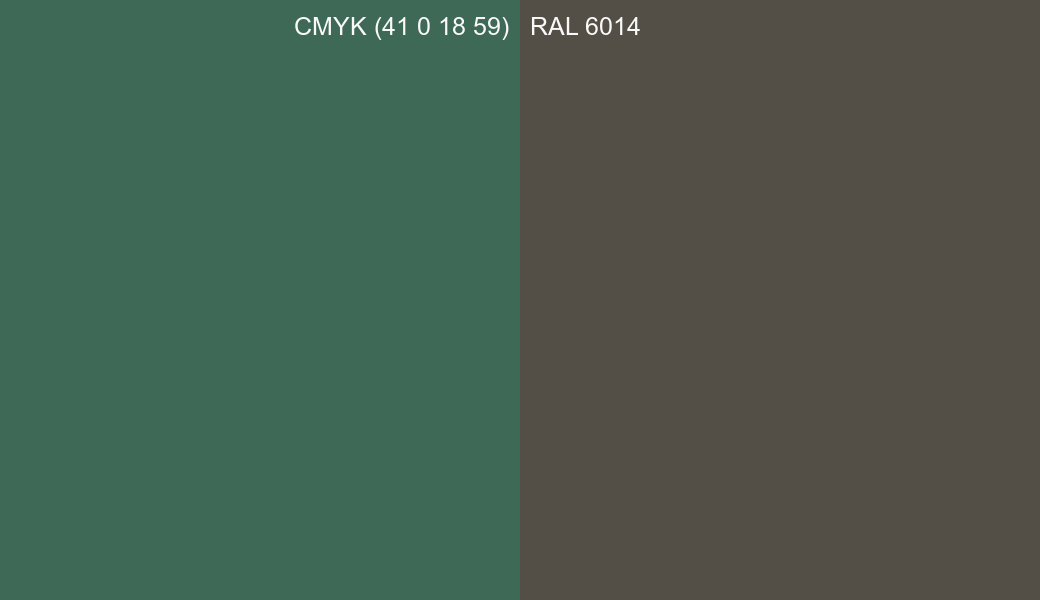 CMYK Color CMYK (41 0 18 59) vs RAL 6014 side by side comparison CMYK Color CMYK (41 0 18 59) vs RAL 6014 side by side comparison