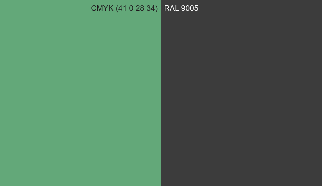 CMYK Color CMYK (41 0 28 34) vs RAL 9005 side by side comparison CMYK Color CMYK (41 0 28 34) vs RAL 9005 side by side comparison