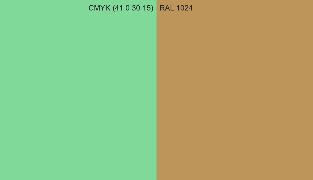 CMYK Color CMYK (41 0 30 15) vs RAL 1024 side by side comparison CMYK Color CMYK (41 0 30 15) vs RAL 1024 side by side comparison