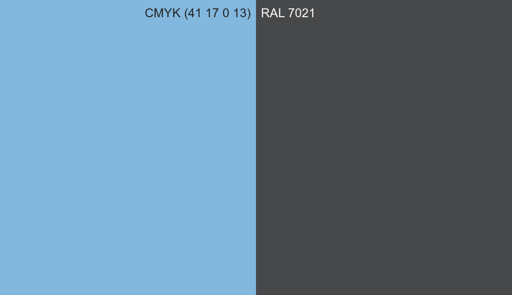 CMYK Color CMYK (41 17 0 13) vs RAL 7021 side by side comparison CMYK Color CMYK (41 17 0 13) vs RAL 7021 side by side comparison