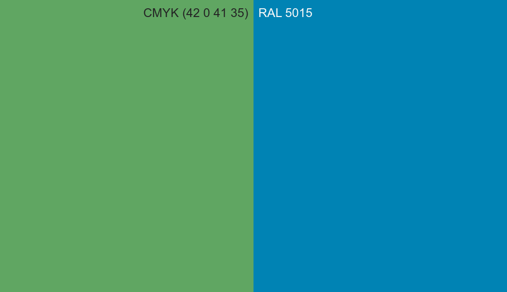 CMYK Color CMYK (42 0 41 35) vs RAL 5015 side by side comparison CMYK Color CMYK (42 0 41 35) vs RAL 5015 side by side comparison