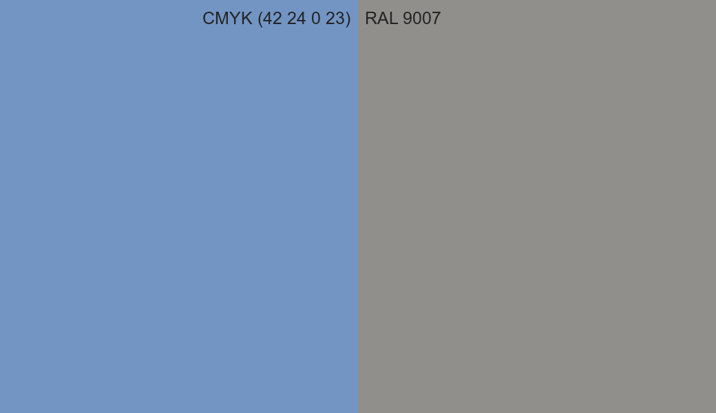 CMYK Color CMYK (42 24 0 23) vs RAL 9007 side by side comparison CMYK Color CMYK (42 24 0 23) vs RAL 9007 side by side comparison
