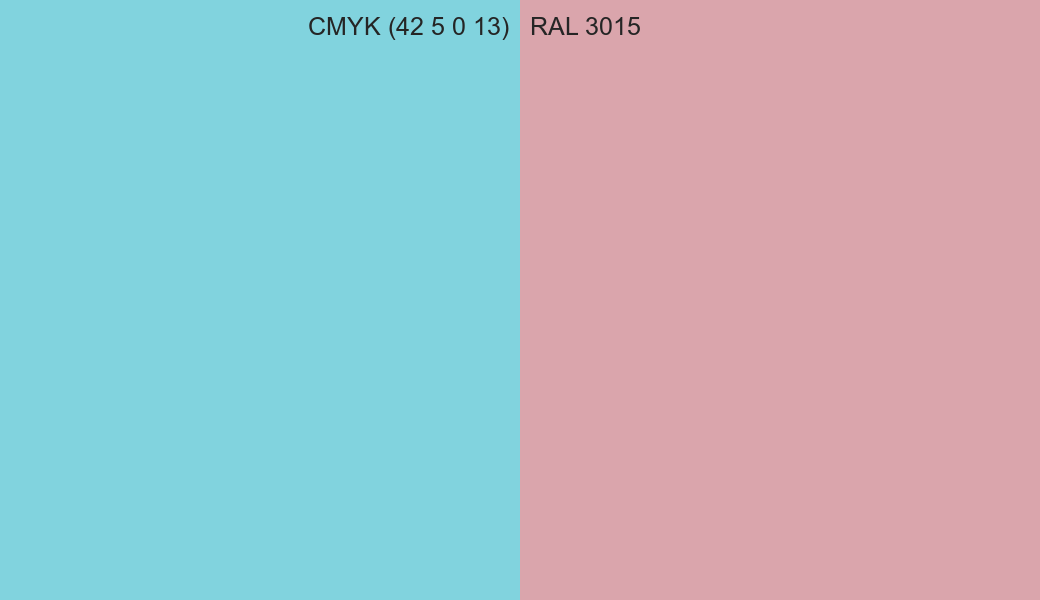 CMYK Color CMYK (42 5 0 13) vs RAL 3015 side by side comparison CMYK Color CMYK (42 5 0 13) vs RAL 3015 side by side comparison