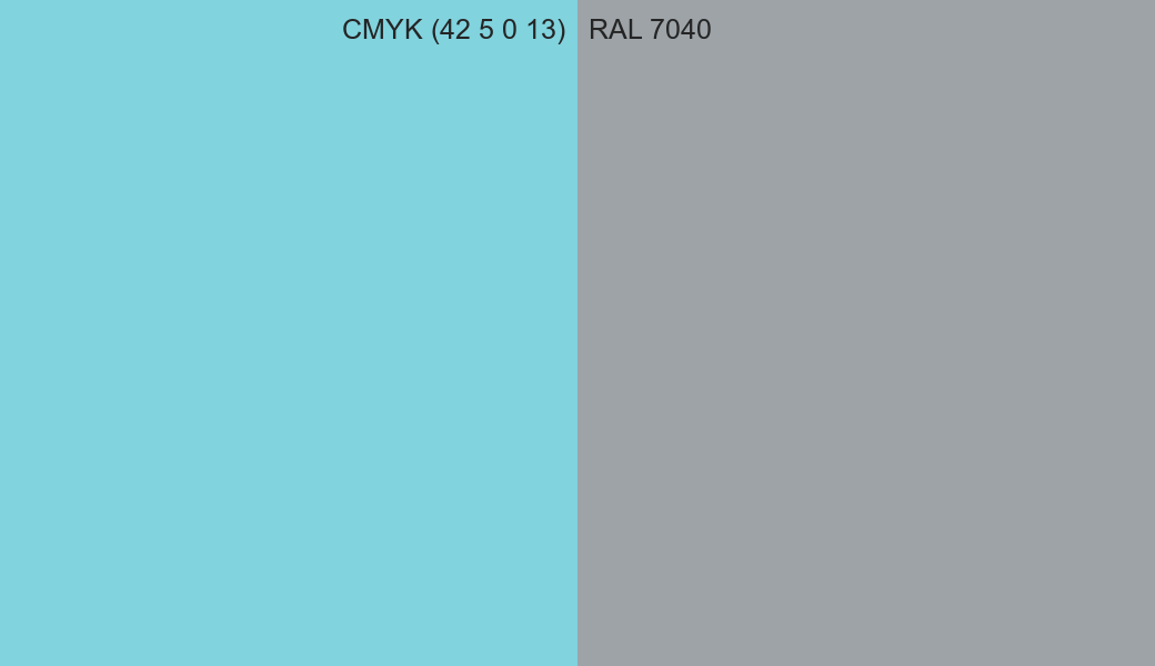 CMYK Color CMYK (42 5 0 13) vs RAL 7040 side by side comparison CMYK Color CMYK (42 5 0 13) vs RAL 7040 side by side comparison