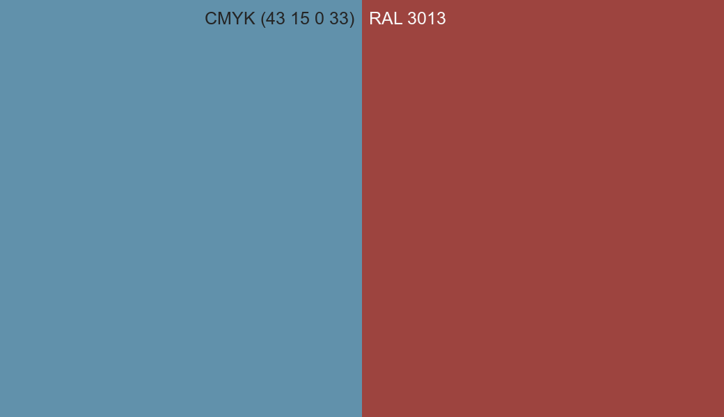 CMYK Color CMYK (43 15 0 33) vs RAL 3013 side by side comparison CMYK Color CMYK (43 15 0 33) vs RAL 3013 side by side comparison