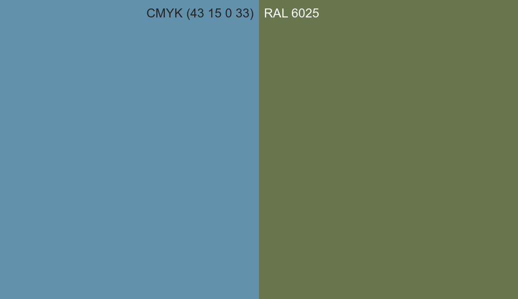 CMYK Color CMYK (43 15 0 33) vs RAL 6025 side by side comparison CMYK Color CMYK (43 15 0 33) vs RAL 6025 side by side comparison