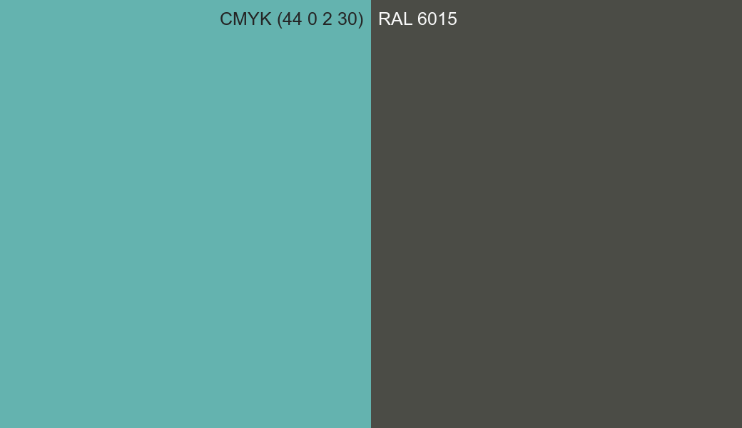 CMYK Color CMYK (44 0 2 30) vs RAL 6015 side by side comparison CMYK Color CMYK (44 0 2 30) vs RAL 6015 side by side comparison