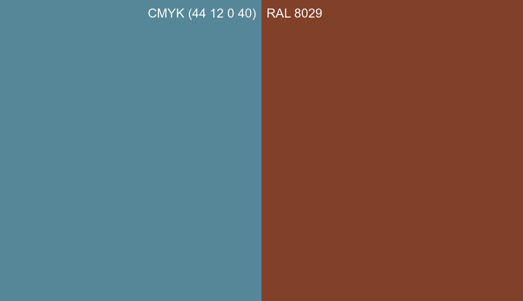 CMYK Color CMYK (44 12 0 40) vs RAL 8029 side by side comparison CMYK Color CMYK (44 12 0 40) vs RAL 8029 side by side comparison