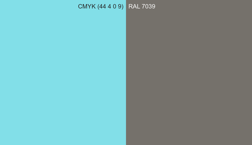 CMYK Color CMYK (44 4 0 9) vs RAL 7039 side by side comparison CMYK Color CMYK (44 4 0 9) vs RAL 7039 side by side comparison