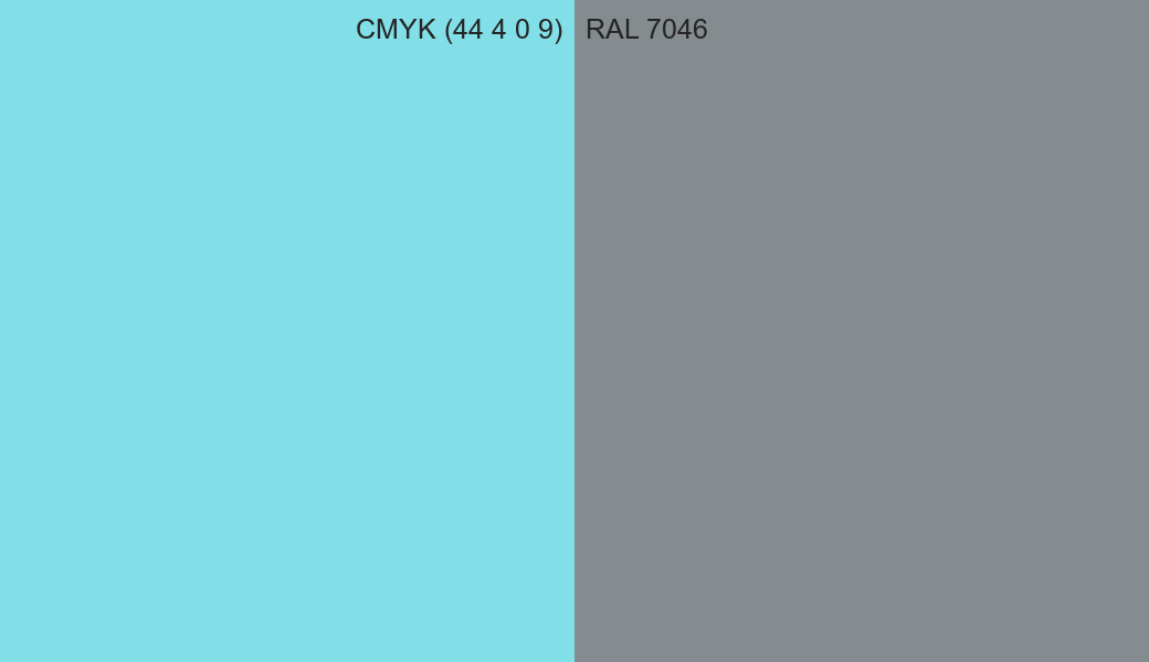 CMYK Color CMYK (44 4 0 9) vs RAL 7046 side by side comparison CMYK Color CMYK (44 4 0 9) vs RAL 7046 side by side comparison