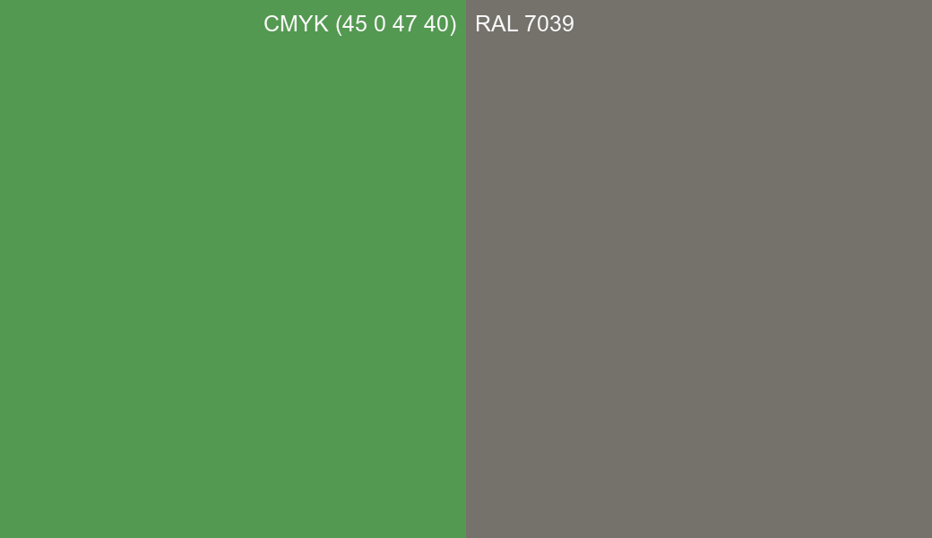 CMYK Color CMYK (45 0 47 40) vs RAL 7039 side by side comparison CMYK Color CMYK (45 0 47 40) vs RAL 7039 side by side comparison