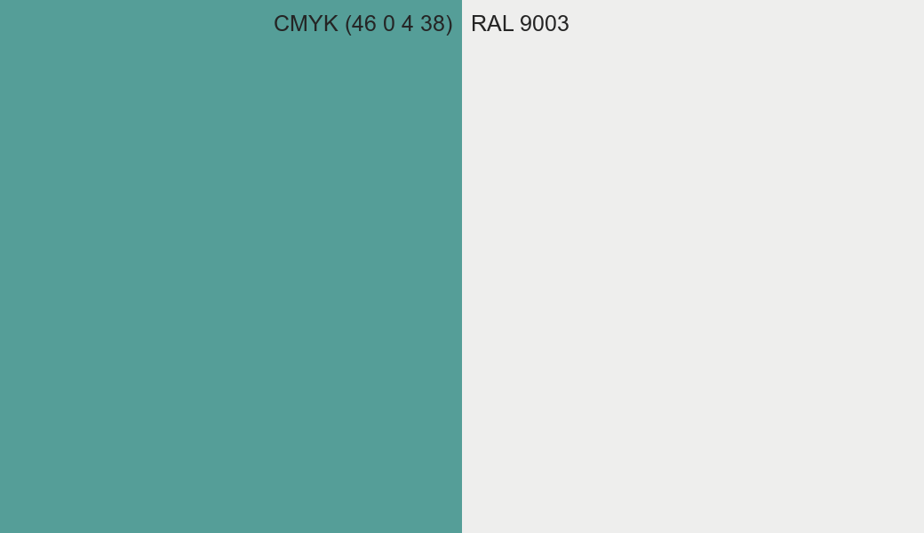 CMYK Color CMYK (46 0 4 38) vs RAL 9003 side by side comparison CMYK Color CMYK (46 0 4 38) vs RAL 9003 side by side comparison
