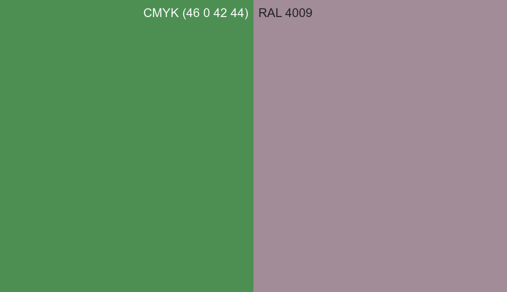 CMYK Color CMYK (46 0 42 44) vs RAL 4009 side by side comparison CMYK Color CMYK (46 0 42 44) vs RAL 4009 side by side comparison