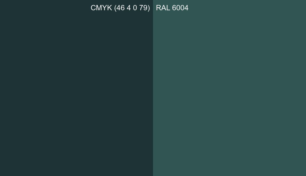 CMYK Color CMYK (46 4 0 79) vs RAL 6004 side by side comparison CMYK Color CMYK (46 4 0 79) vs RAL 6004 side by side comparison