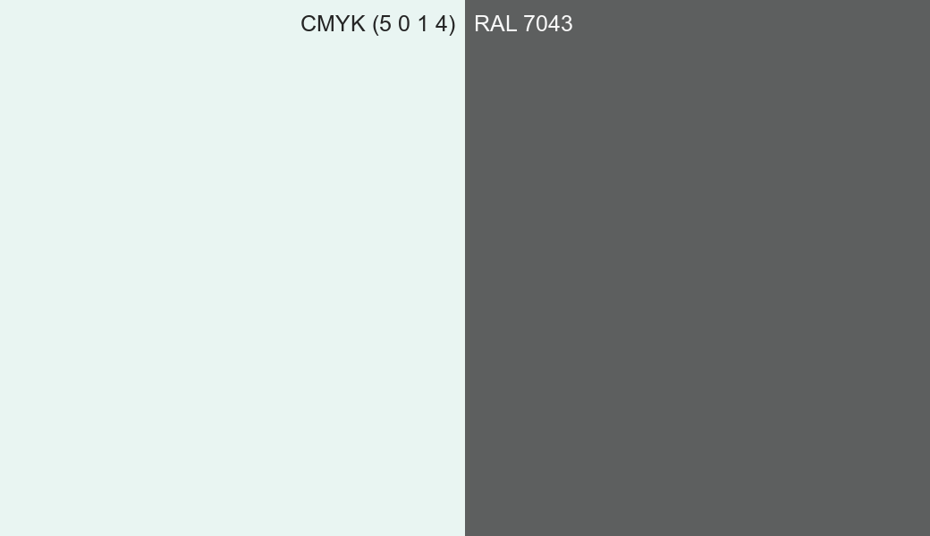 CMYK Color CMYK (5 0 1 4) vs RAL 7043 side by side comparison CMYK Color CMYK (5 0 1 4) vs RAL 7043 side by side comparison