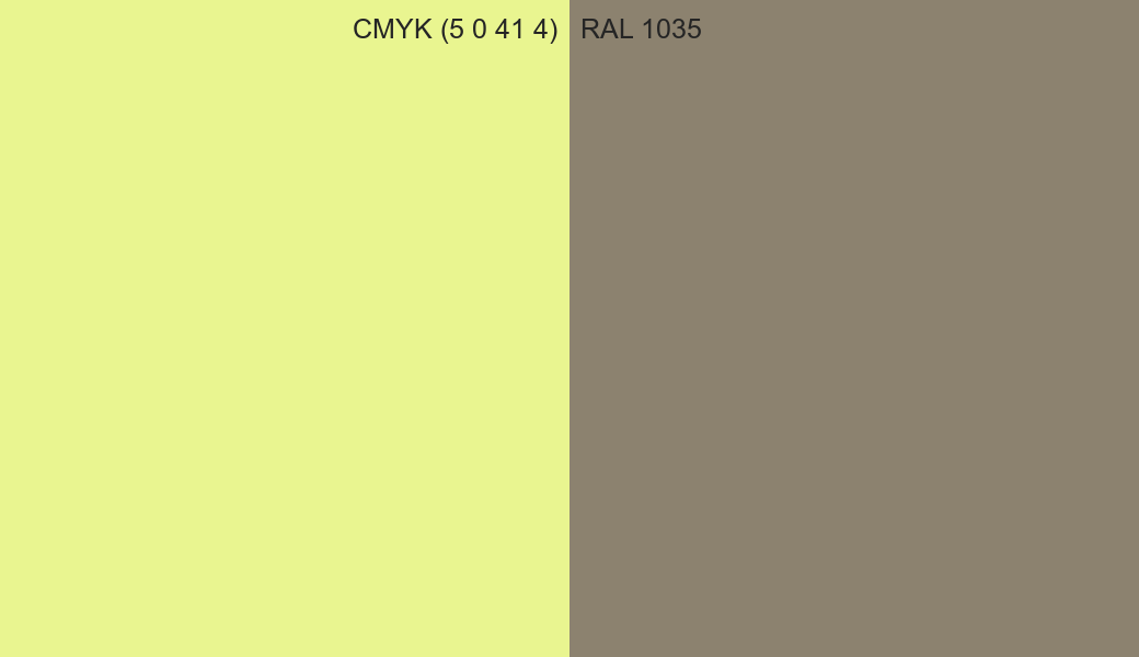 CMYK Color CMYK (5 0 41 4) vs RAL 1035 side by side comparison CMYK Color CMYK (5 0 41 4) vs RAL 1035 side by side comparison
