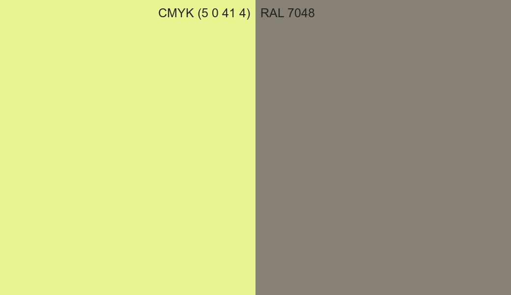 CMYK Color CMYK (5 0 41 4) vs RAL 7048 side by side comparison CMYK Color CMYK (5 0 41 4) vs RAL 7048 side by side comparison