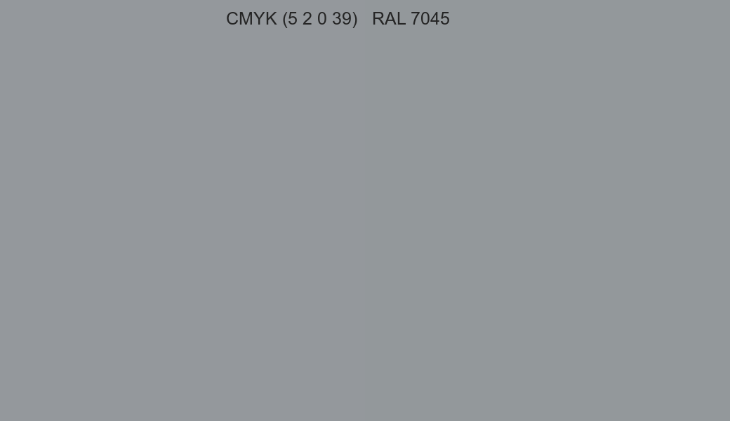 CMYK Color CMYK (5 2 0 39) vs RAL 7045 side by side comparison CMYK Color CMYK (5 2 0 39) vs RAL 7045 side by side comparison