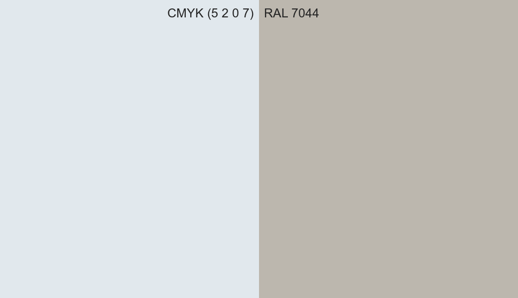 CMYK Color CMYK (5 2 0 7) vs RAL 7044 side by side comparison CMYK Color CMYK (5 2 0 7) vs RAL 7044 side by side comparison
