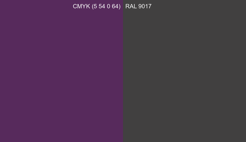 CMYK Color CMYK (5 54 0 64) vs RAL 9017 side by side comparison CMYK Color CMYK (5 54 0 64) vs RAL 9017 side by side comparison