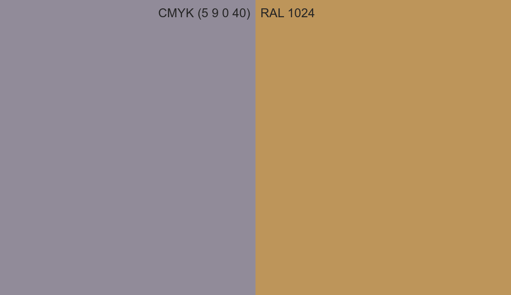 CMYK Color CMYK (5 9 0 40) vs RAL 1024 side by side comparison CMYK Color CMYK (5 9 0 40) vs RAL 1024 side by side comparison