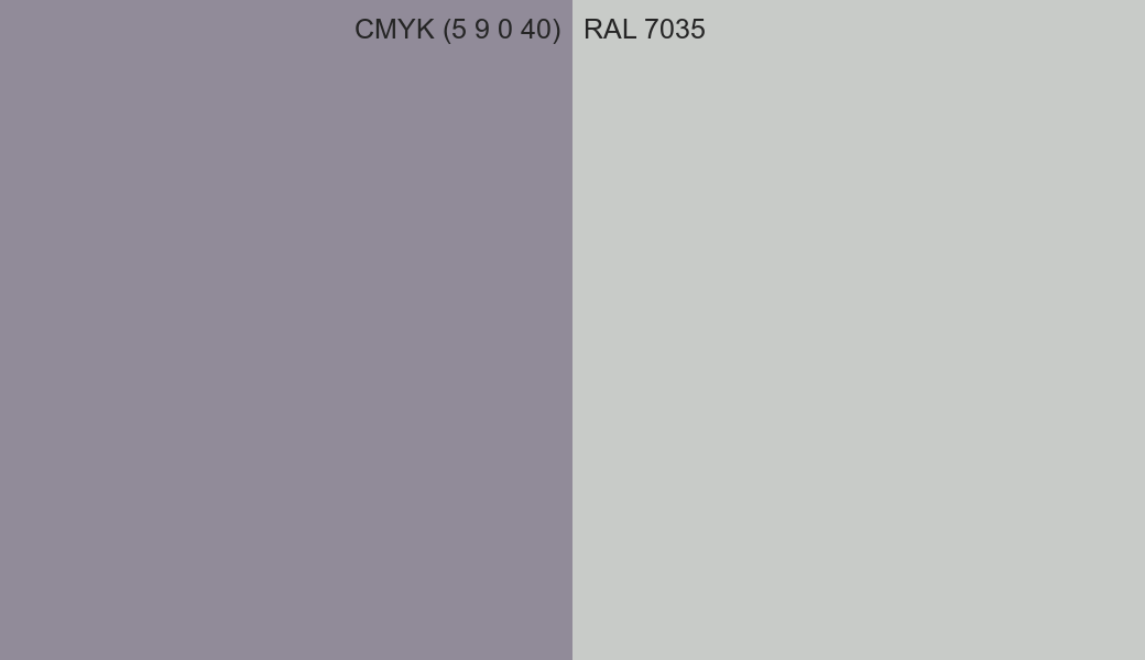 CMYK Color CMYK (5 9 0 40) vs RAL 7035 side by side comparison CMYK Color CMYK (5 9 0 40) vs RAL 7035 side by side comparison