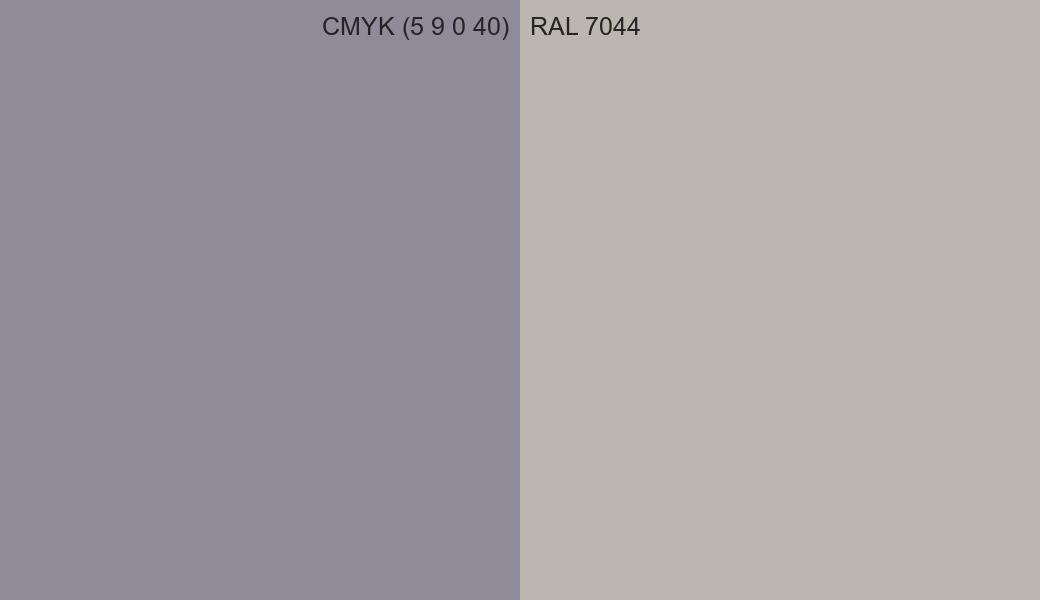 CMYK Color CMYK (5 9 0 40) vs RAL 7044 side by side comparison CMYK Color CMYK (5 9 0 40) vs RAL 7044 side by side comparison