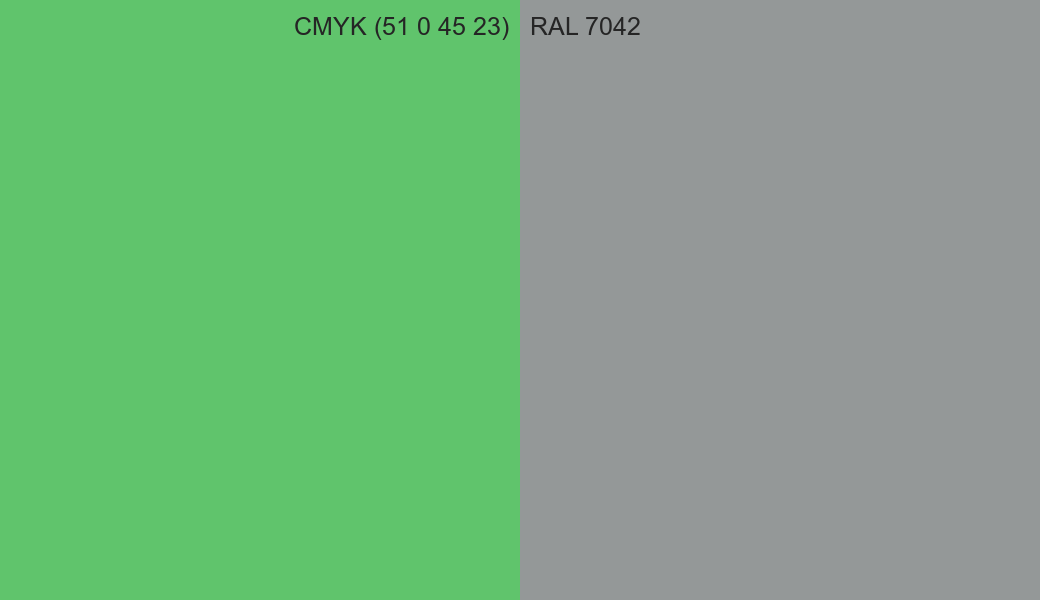 CMYK Color CMYK (51 0 45 23) vs RAL 7042 side by side comparison CMYK Color CMYK (51 0 45 23) vs RAL 7042 side by side comparison