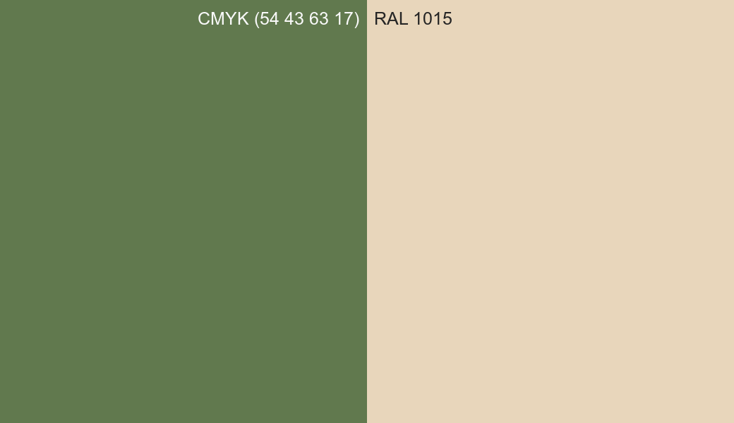 CMYK Color CMYK (54 43 63 17) vs RAL 1015 side by side comparison CMYK Color CMYK (54 43 63 17) vs RAL 1015 side by side comparison