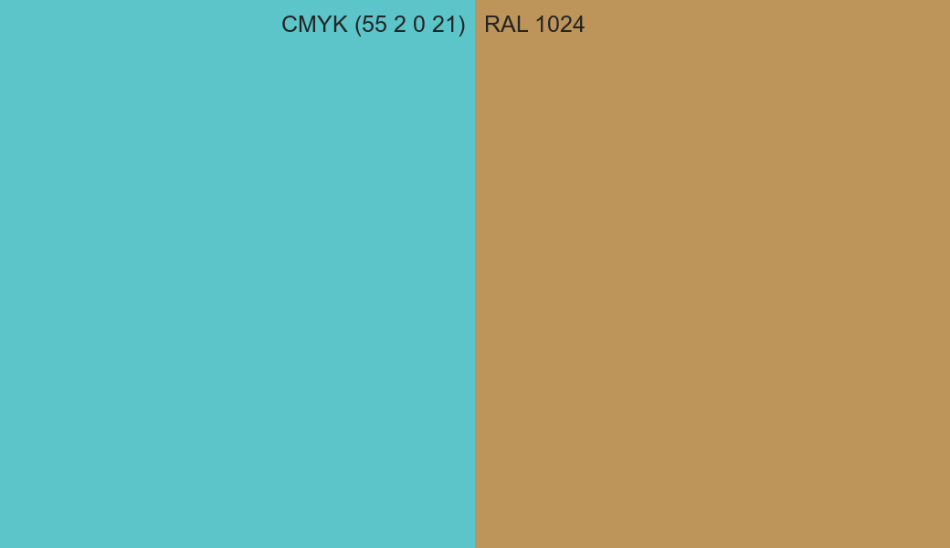 CMYK Color CMYK (55 2 0 21) vs RAL 1024 side by side comparison CMYK Color CMYK (55 2 0 21) vs RAL 1024 side by side comparison