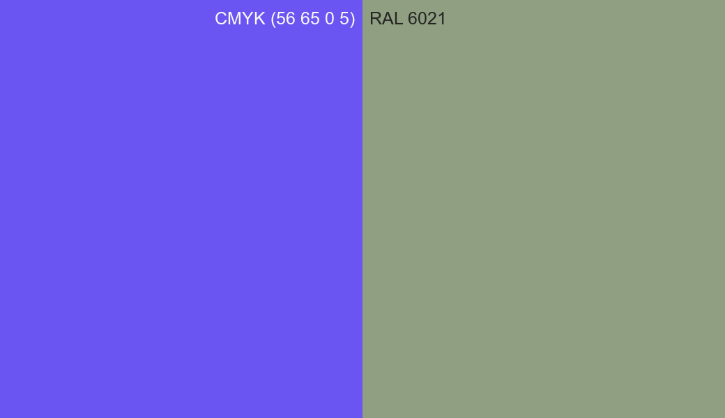 CMYK Color CMYK (56 65 0 5) vs RAL 6021 side by side comparison CMYK Color CMYK (56 65 0 5) vs RAL 6021 side by side comparison