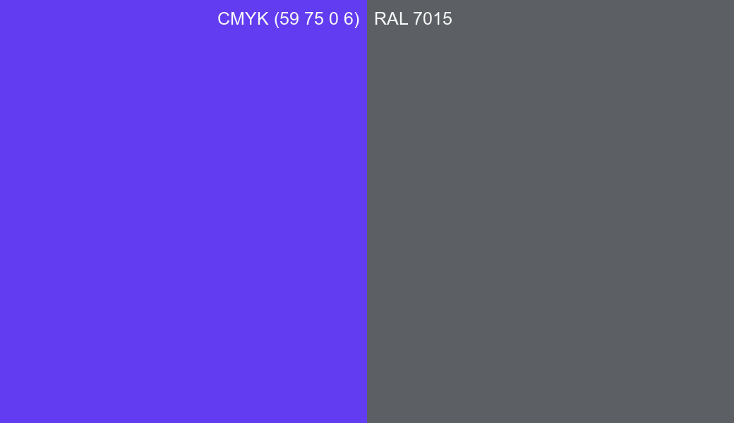 CMYK Color CMYK (59 75 0 6) vs RAL 7015 side by side comparison CMYK Color CMYK (59 75 0 6) vs RAL 7015 side by side comparison