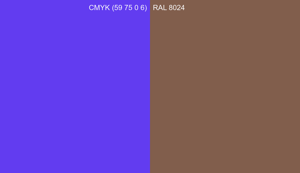 CMYK Color CMYK (59 75 0 6) vs RAL 8024 side by side comparison CMYK Color CMYK (59 75 0 6) vs RAL 8024 side by side comparison