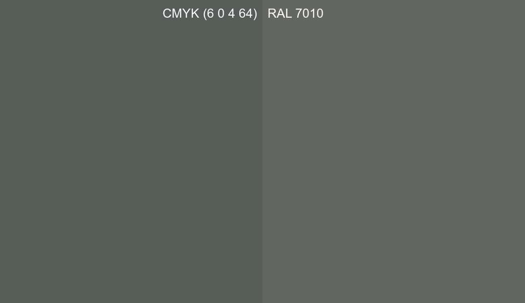 CMYK Color CMYK (6 0 4 64) vs RAL 7010 side by side comparison CMYK Color CMYK (6 0 4 64) vs RAL 7010 side by side comparison