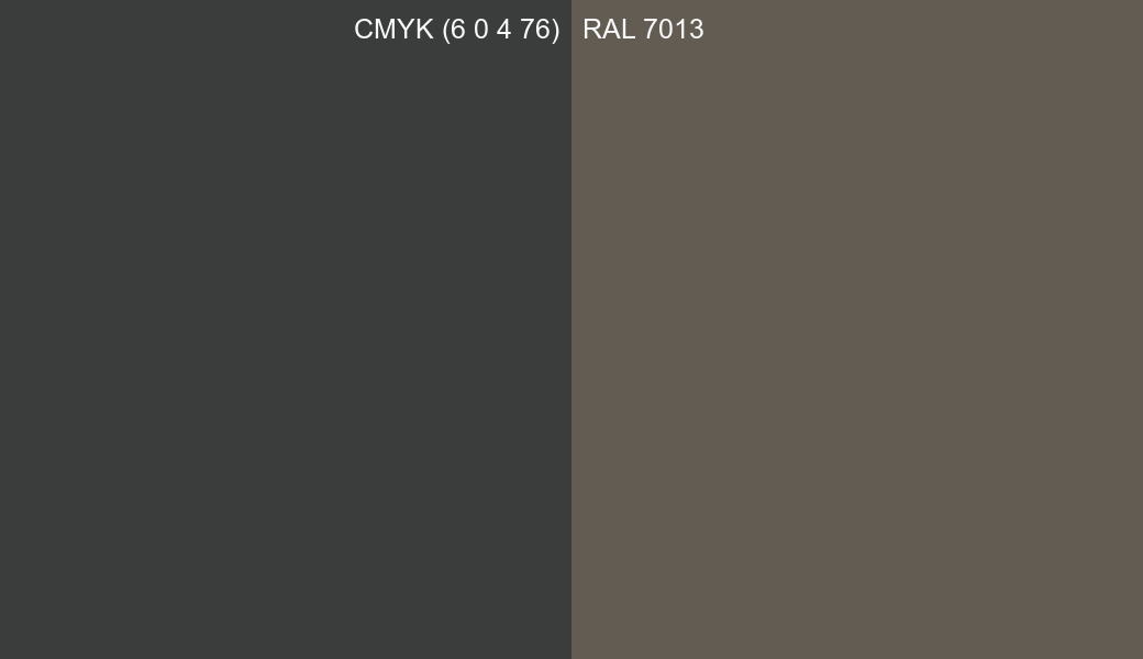 CMYK Color CMYK (6 0 4 76) vs RAL 7013 side by side comparison CMYK Color CMYK (6 0 4 76) vs RAL 7013 side by side comparison