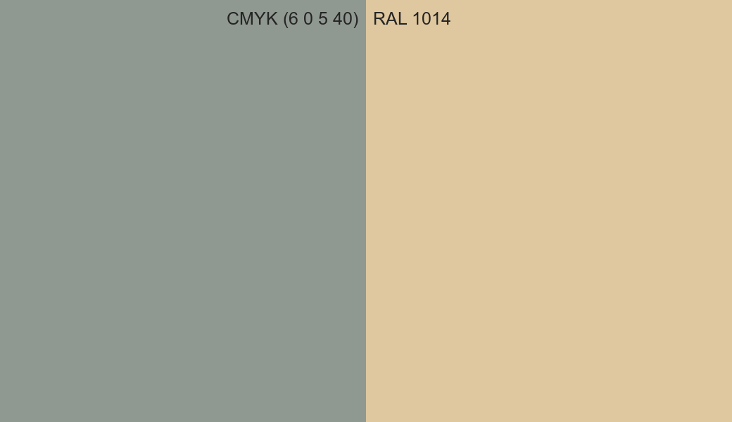 CMYK Color CMYK (6 0 5 40) vs RAL 1014 side by side comparison CMYK Color CMYK (6 0 5 40) vs RAL 1014 side by side comparison