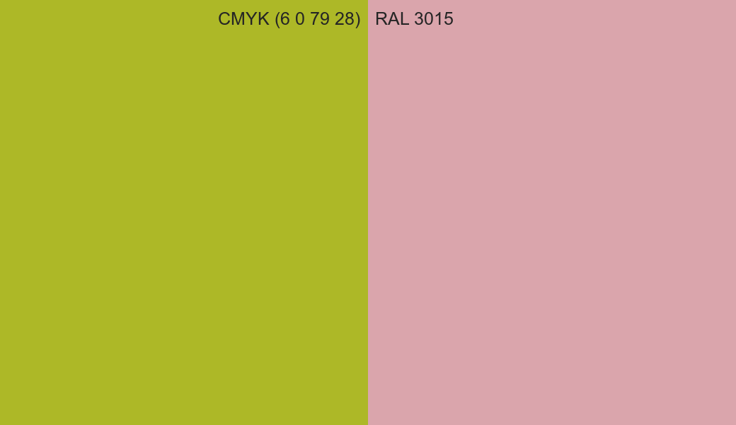 CMYK Color CMYK (6 0 79 28) vs RAL 3015 side by side comparison CMYK Color CMYK (6 0 79 28) vs RAL 3015 side by side comparison