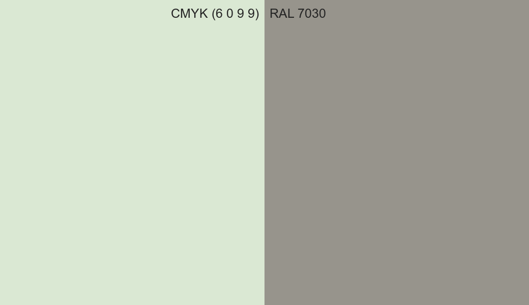 CMYK Color CMYK (6 0 9 9) vs RAL 7030 side by side comparison CMYK Color CMYK (6 0 9 9) vs RAL 7030 side by side comparison