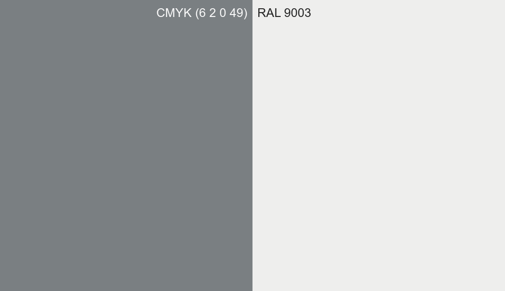 CMYK Color CMYK (6 2 0 49) vs RAL 9003 side by side comparison CMYK Color CMYK (6 2 0 49) vs RAL 9003 side by side comparison