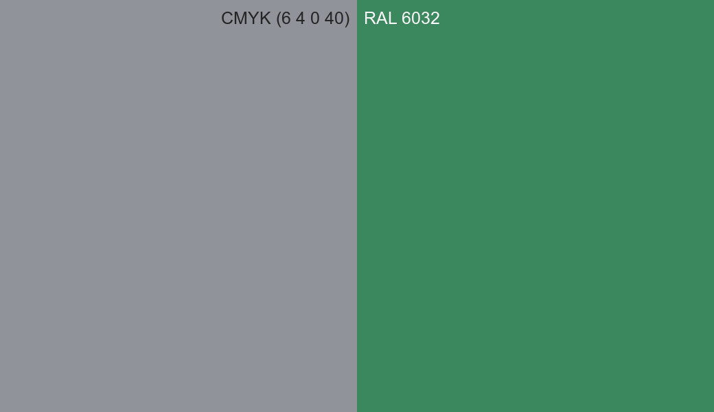 CMYK Color CMYK (6 4 0 40) vs RAL 6032 side by side comparison CMYK Color CMYK (6 4 0 40) vs RAL 6032 side by side comparison