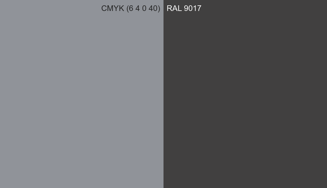 CMYK Color CMYK (6 4 0 40) vs RAL 9017 side by side comparison CMYK Color CMYK (6 4 0 40) vs RAL 9017 side by side comparison
