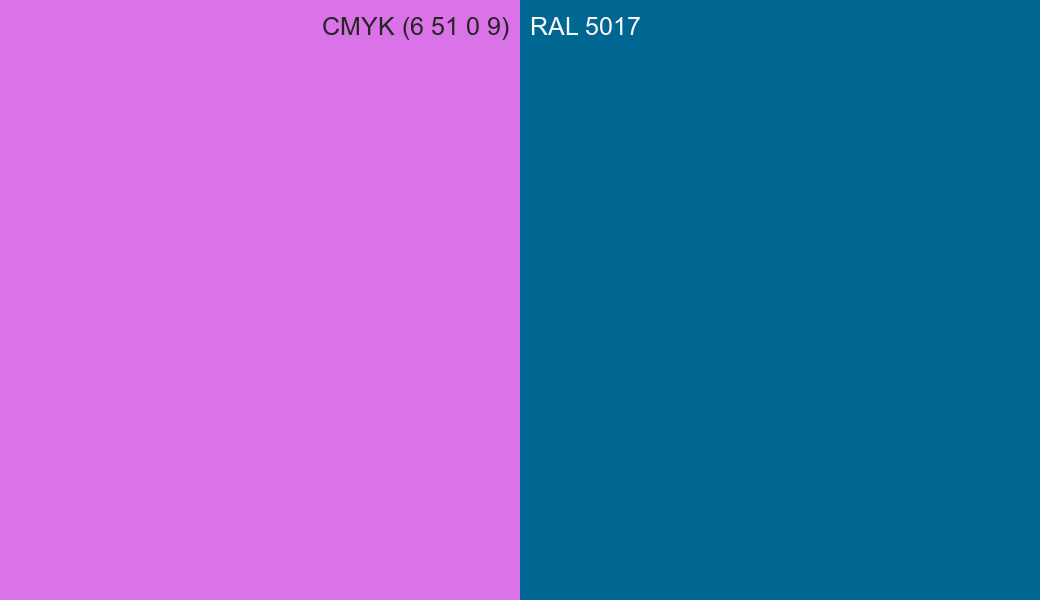 CMYK Color CMYK (6 51 0 9) vs RAL 5017 side by side comparison CMYK Color CMYK (6 51 0 9) vs RAL 5017 side by side comparison