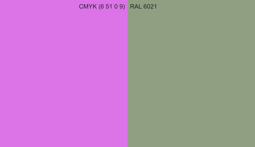 CMYK Color CMYK (6 51 0 9) vs RAL 6021 side by side comparison CMYK Color CMYK (6 51 0 9) vs RAL 6021 side by side comparison