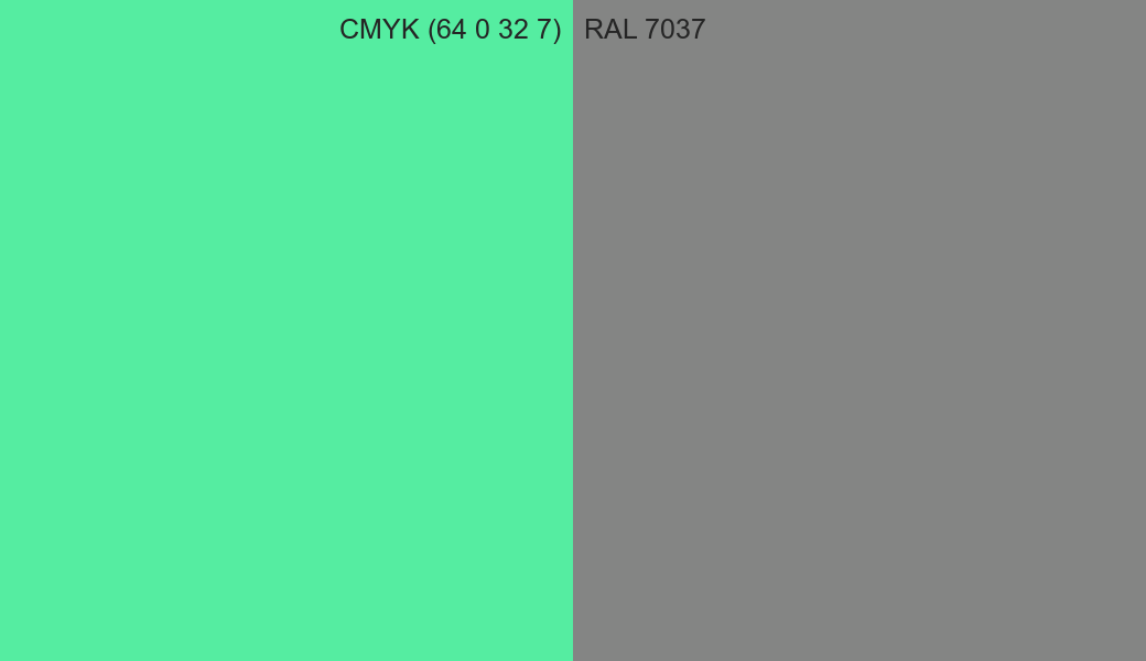 CMYK Color CMYK (64 0 32 7) vs RAL 7037 side by side comparison CMYK Color CMYK (64 0 32 7) vs RAL 7037 side by side comparison