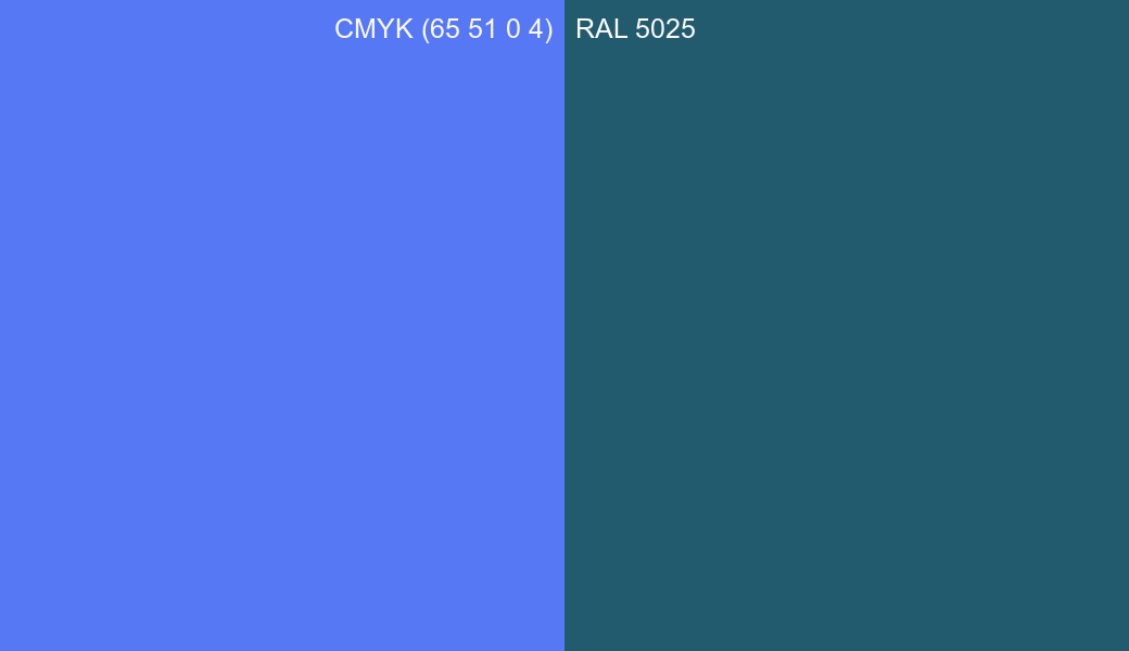 CMYK Color CMYK (65 51 0 4) vs RAL 5025 side by side comparison CMYK Color CMYK (65 51 0 4) vs RAL 5025 side by side comparison