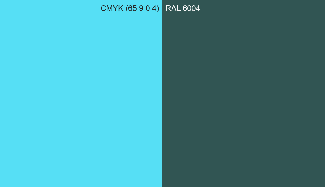 CMYK Color CMYK (65 9 0 4) vs RAL 6004 side by side comparison CMYK Color CMYK (65 9 0 4) vs RAL 6004 side by side comparison