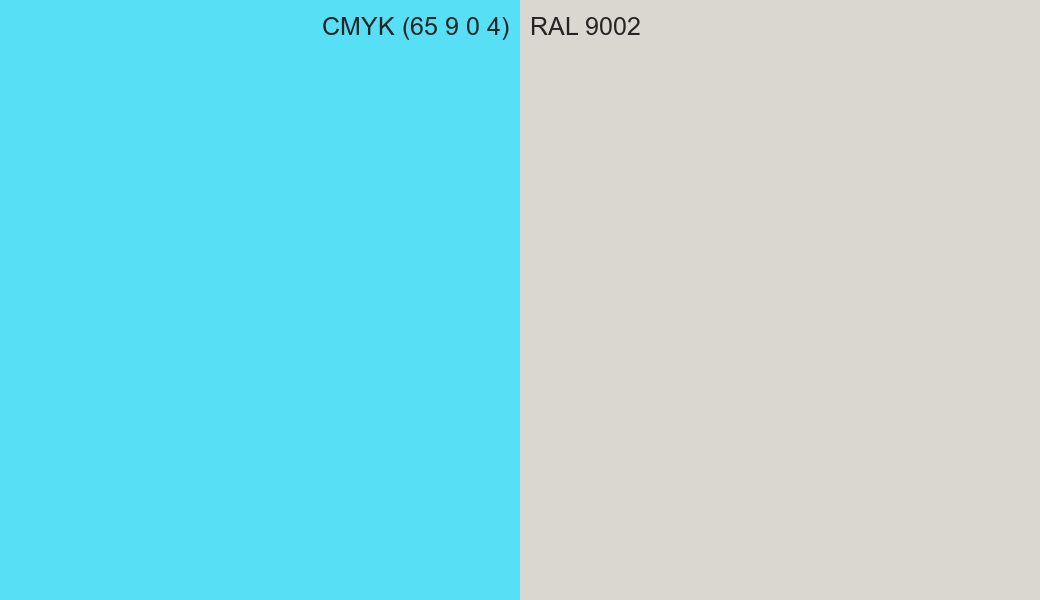 CMYK Color CMYK (65 9 0 4) vs RAL 9002 side by side comparison CMYK Color CMYK (65 9 0 4) vs RAL 9002 side by side comparison