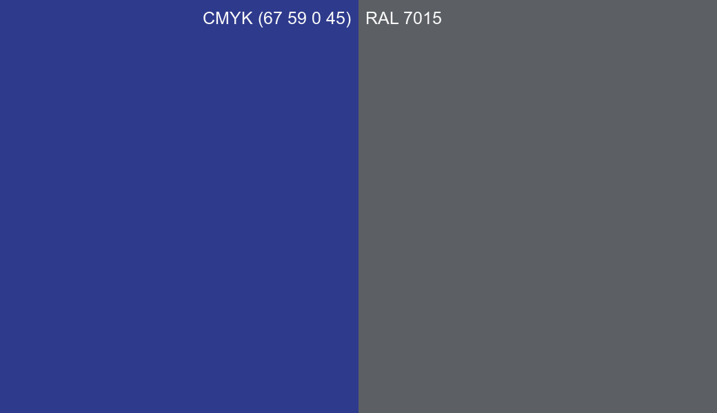 CMYK Color CMYK (67 59 0 45) vs RAL 7015 side by side comparison CMYK Color CMYK (67 59 0 45) vs RAL 7015 side by side comparison