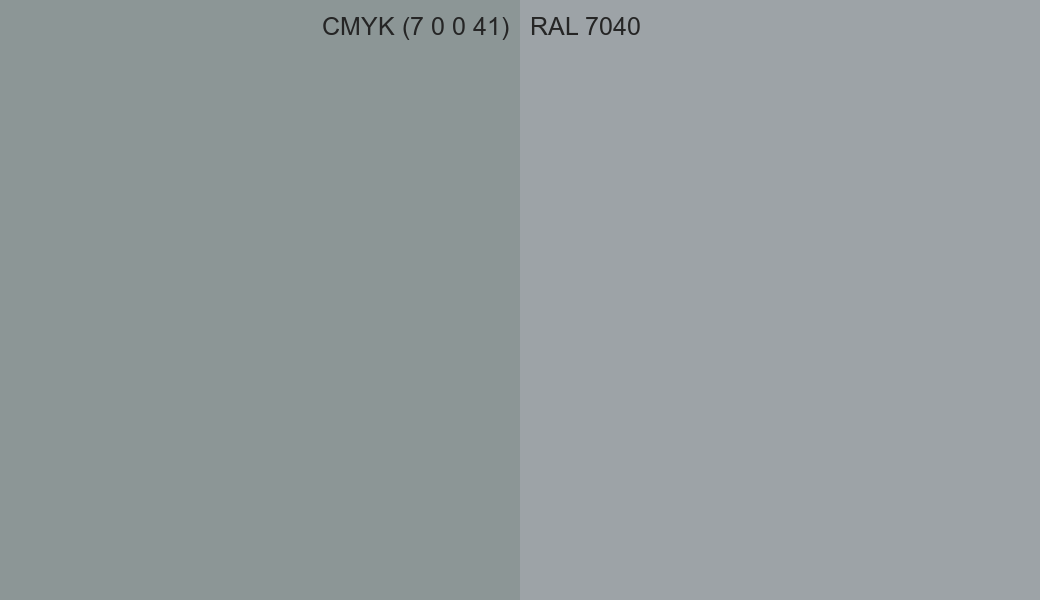 CMYK Color CMYK (7 0 0 41) vs RAL 7040 side by side comparison CMYK Color CMYK (7 0 0 41) vs RAL 7040 side by side comparison